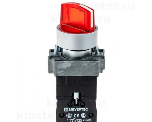 MTB2-BK2461 Meyertec Переключатель 22мм с подсветкой, с фиксацией, 24V AC/DC, красный, 2 положения, 1NC