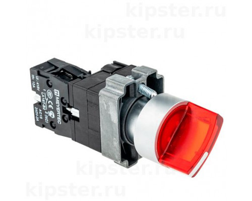 MTB2-BK2461 Meyertec Переключатель 22мм с подсветкой, с фиксацией, 24V AC/DC, красный, 2 положения, 1NC