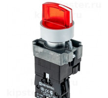 MTB2-BK2463 Meyertec Переключатель 22мм с подсветкой, с фиксацией, 220V AC/DC, красный, 2 положения, 1NC