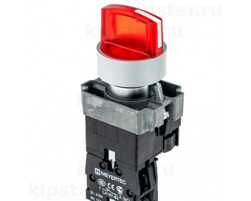 MTB2-BK2463 Meyertec Переключатель 22мм с подсветкой, с фиксацией, 220V AC/DC, красный, 2 положения, 1NC