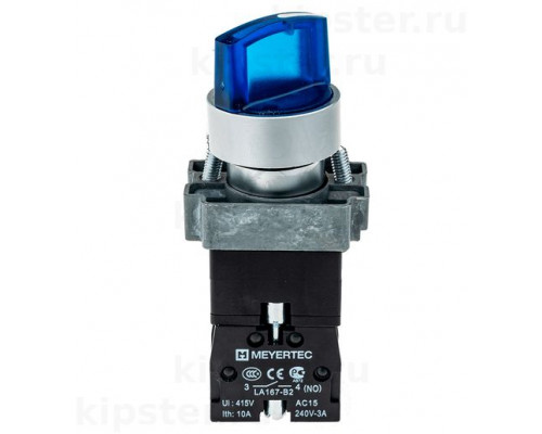 MTB2-BK2661 Meyertec Переключатель 22мм с подсветкой, с фиксацией, 24V AC/DC, синий, 2 положения, 1NO