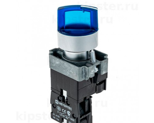 MTB2-BK2663 Meyertec Переключатель 22мм с подсветкой, с фиксацией, 220V AC/DC, синий, 2 положения, 1NO