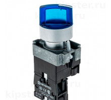 MTB2-BK3663 Meyertec Переключатель 22мм с подсветкой, с фиксацией, 220V AC/DC, синий, 3 положения, 1NO