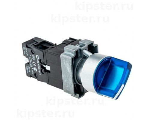 MTB2-BK3663 Meyertec Переключатель 22мм с подсветкой, с фиксацией, 220V AC/DC, синий, 3 положения, 1NO