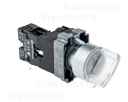 MTB2-BK3761 Meyertec Переключатель 22мм с подсветкой, с фиксацией, 24V AC/DC, белый, 3 положения, 1NO