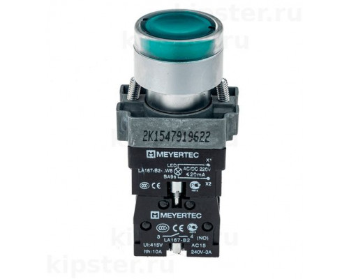 MTB2-BW3361 Meyertec Кнопка 22мм с подсветкой зеленая 24V 1NO