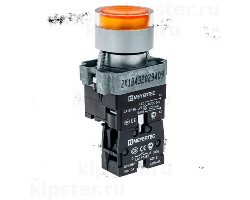 MTB2-BW3561 Meyertec Кнопка 22мм с подсветкой желтая 24V 1NO