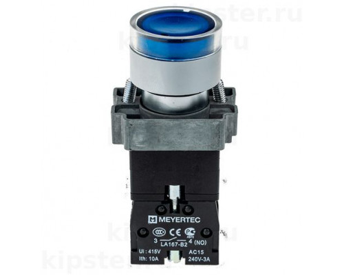 MTB2-BW3661 Meyertec Кнопка 22мм с подсветкой синяя, 24V 1NO