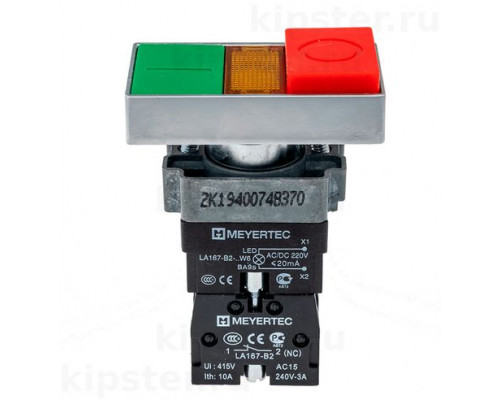 MTB2-BW8461 Meyertec Кнопка 22мм двойная с подсветкой 24V, выступающий толкатель