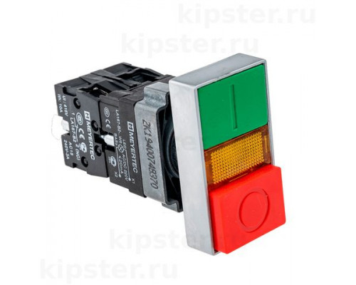 MTB2-BW8463 Meyertec Кнопка 22мм двойная с подсветкой 220V, выступающий толкатель